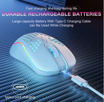 Exeria™ PulseWire | Wireless Ergonomic Honeycomb Gaming Mouse – RGB Sync