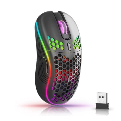 Exeria™ PulseWire | Wireless Ergonomic Honeycomb Gaming Mouse – RGB Sync