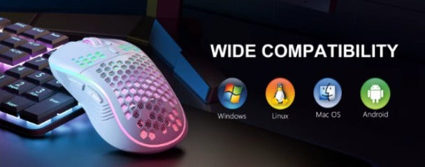Exeria™ PulseWire | Wireless Ergonomic Honeycomb Gaming Mouse – RGB Sync